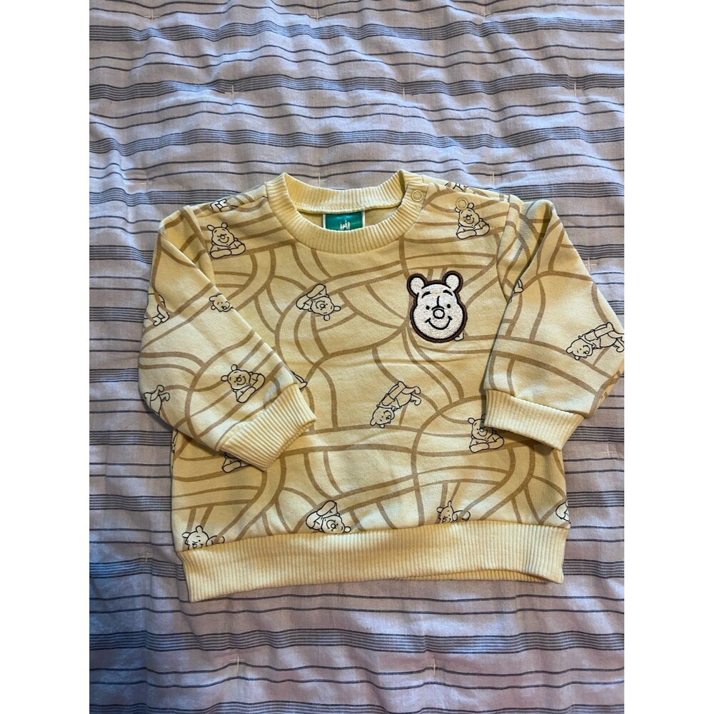 Disney Baby Winnie The Pooh Embroidered Patch Crewneck Sweatshirt Size 3-6 Month